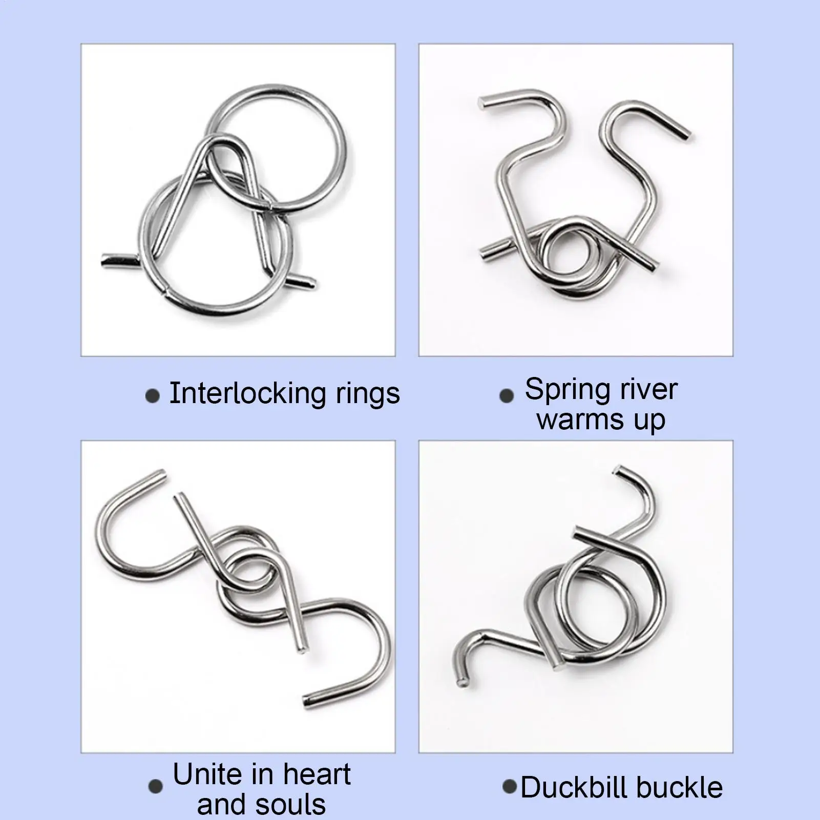금속 퍼즐 두뇌 티저 논리 훈련 지능 장난감 지능 테스트 두뇌 티저 가정 사무실용 금속 퍼즐