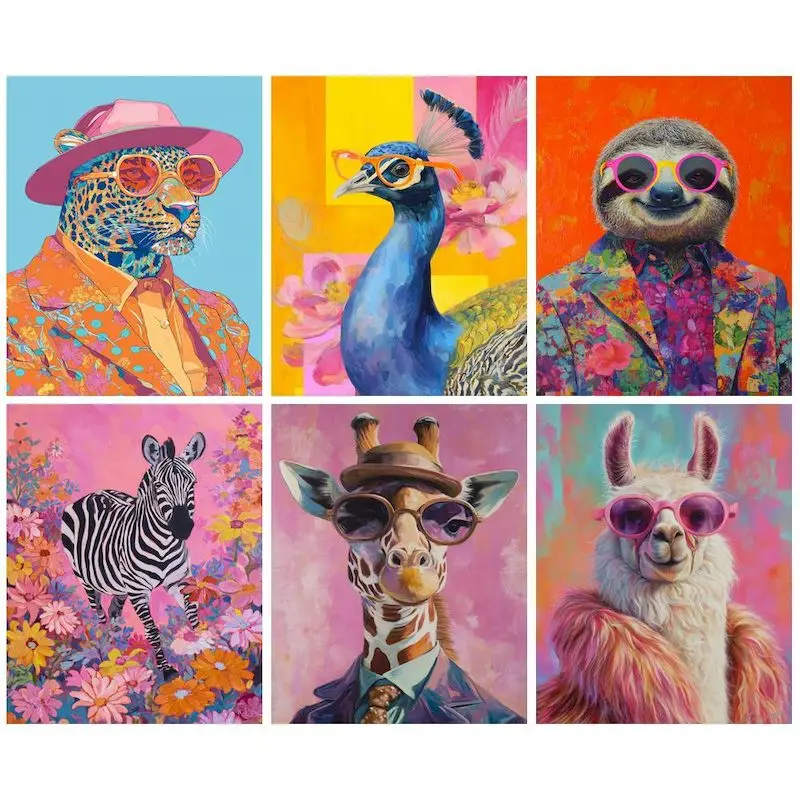 

GATYZTORY Acrylic Painting By Numbers Colorful Animals For Adults Diy Pictures By Number Home Decoration Calligraphy Painting Wa