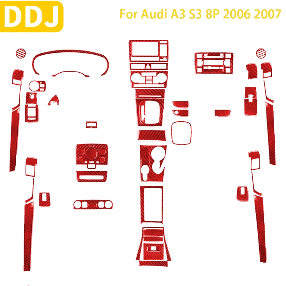 Évent intérieur de voiture en fibre de carbone rouge, couverture de vitesse de limitation automatique, autocollant de garniture, accessoires pour Audi A3, S3, 8P, 2006, 2007