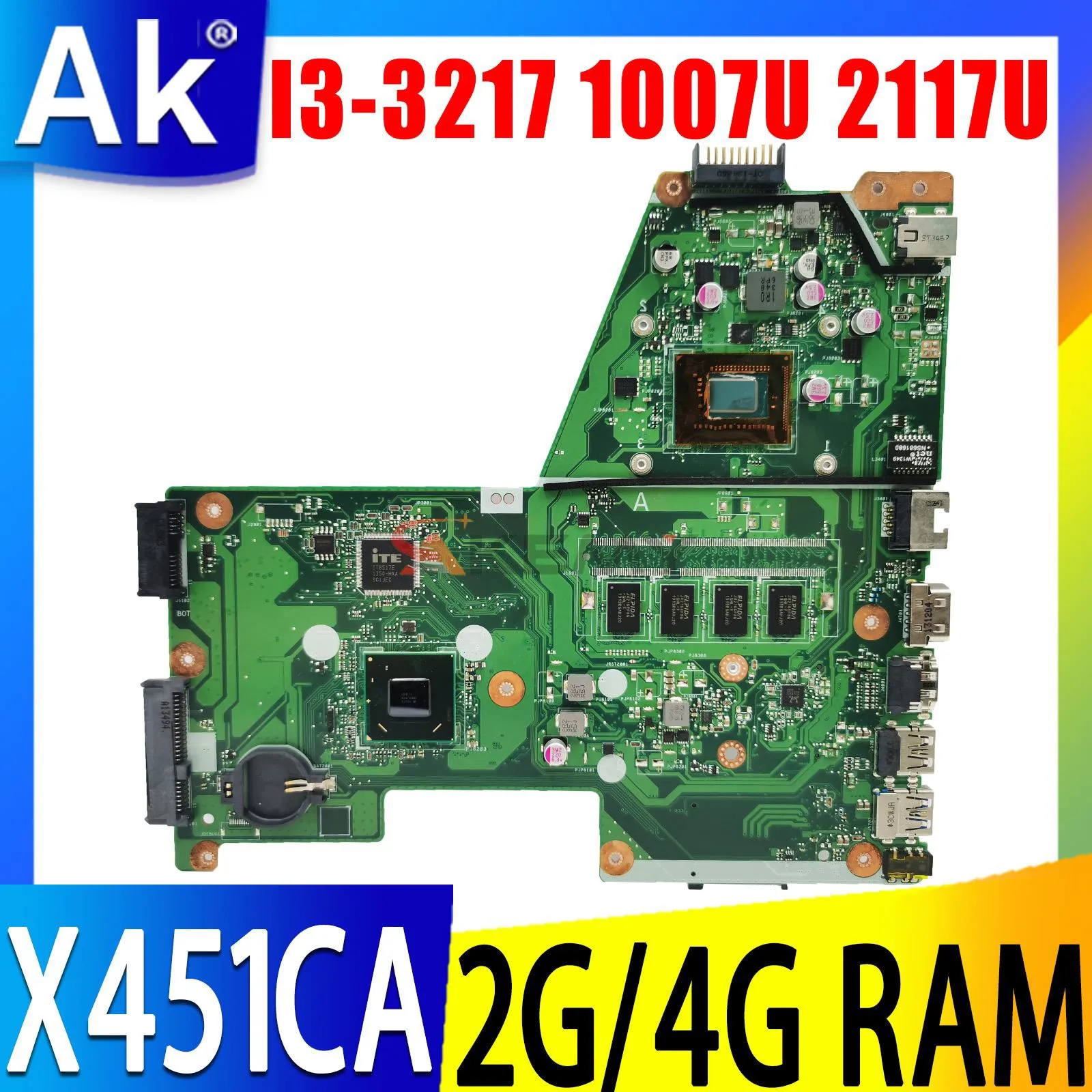 

Shenzhen X451CA материнская плата для ноутбука ASUS F451CA X451C, материнская плата для ноутбука с Φ 1007U 2117U 2G 4G RAM 100%