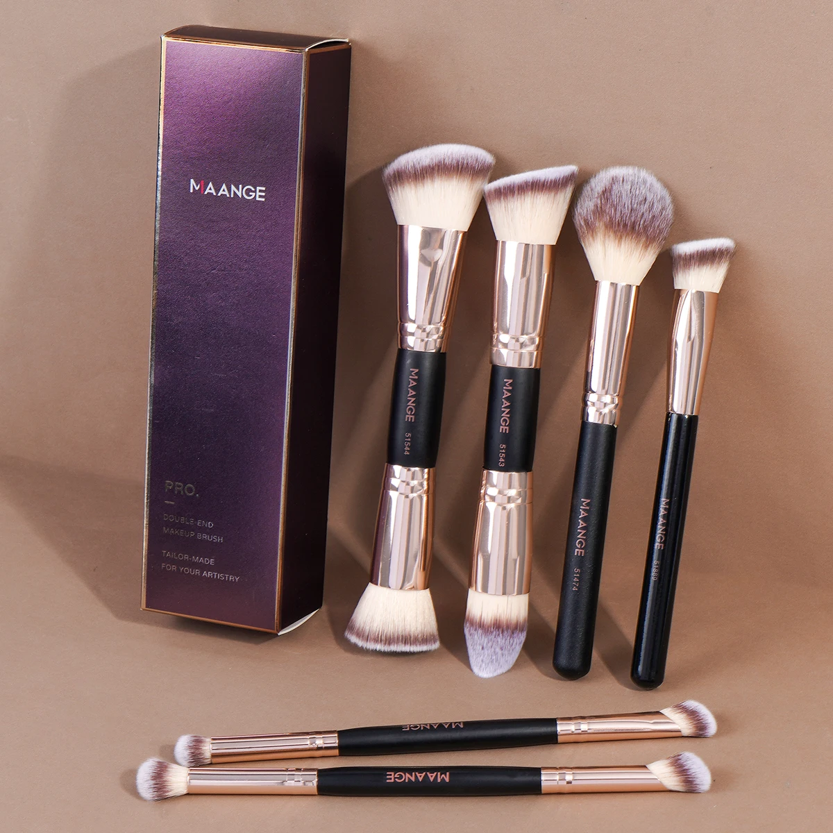 MAANGE ダブルヘッドファンデーションコンシーラーアイシャドウブラッシュメイクブラシ歌舞伎ミネラルプレミアムハンドルソフト密な髪ギフト用