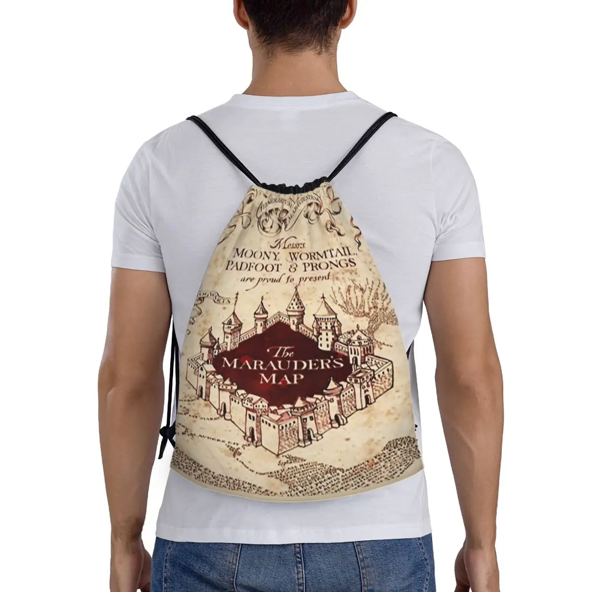 

Marauders Magic Map Backpacks Casual Drawstring Bags Shoes Bag Book Bags for Travel School