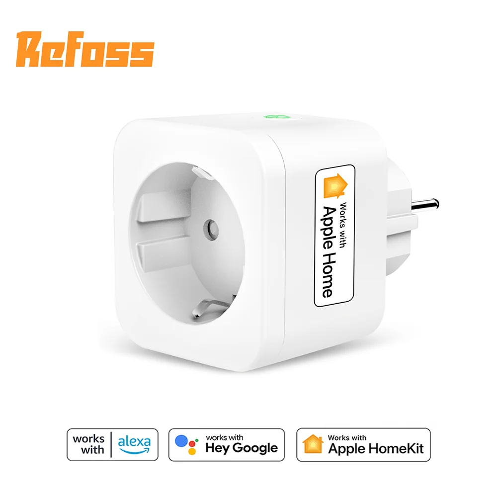 Refoss 16A HomeKit Smart EU Plug WiFi Socket Power Monitoring Voice Control Support Alexa Google Assistant