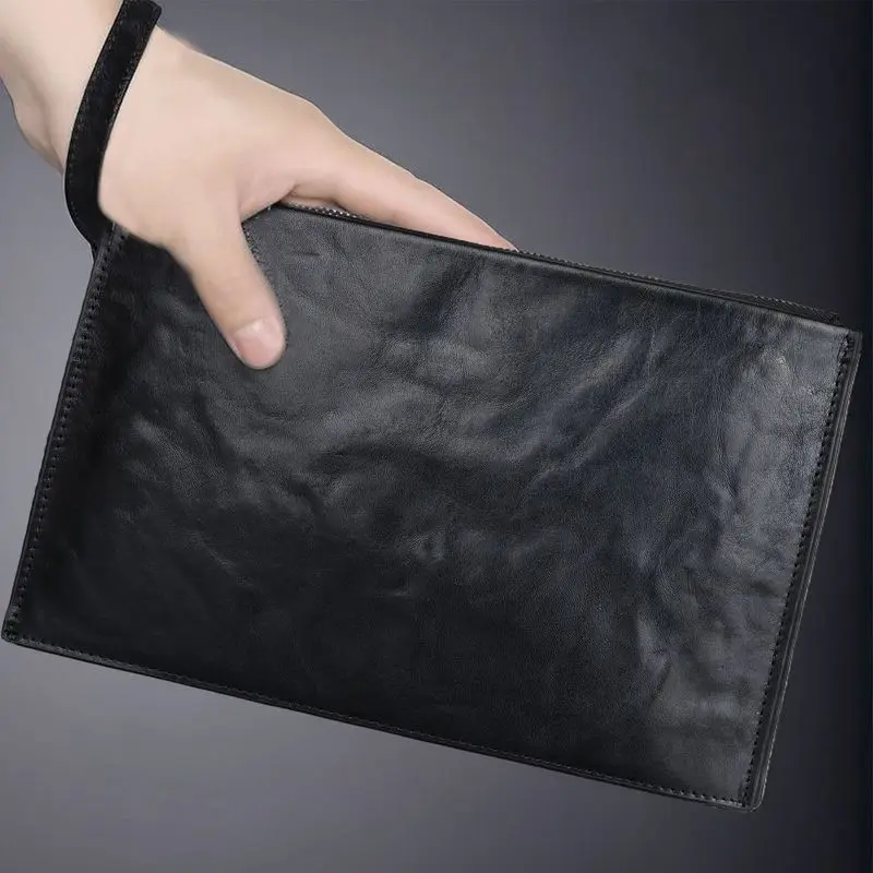 BALIDIYA Men's Handheld Baotou Layered Leather High end Wallet, Handheld Leather Large Capacity New Business Envelope Bag