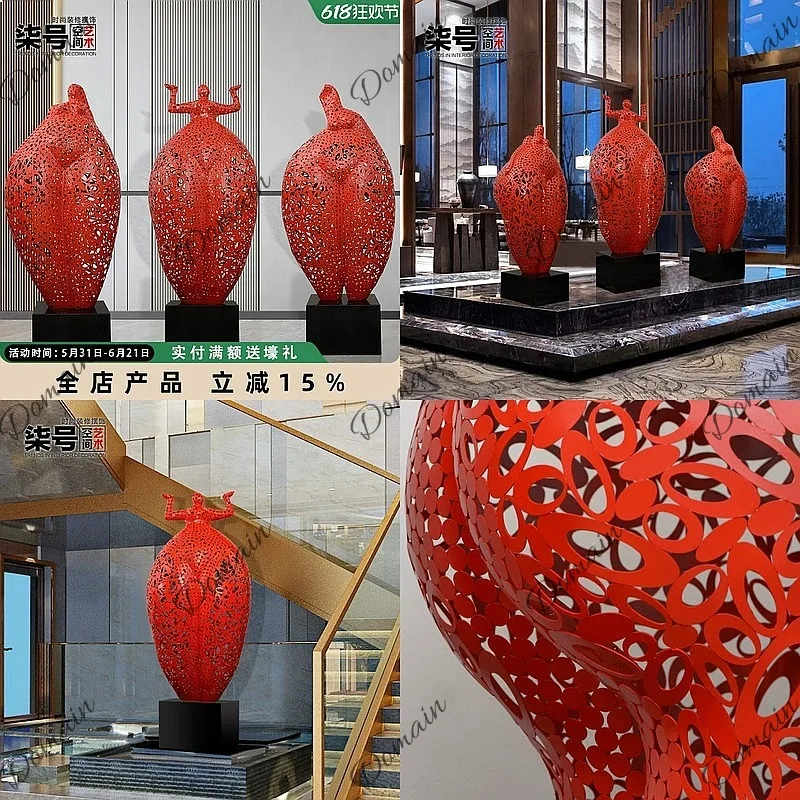 Large Metal Iron Art Sculpture Floor Decoration Hotel Lobby Sales Office Hallway Soft Ornament