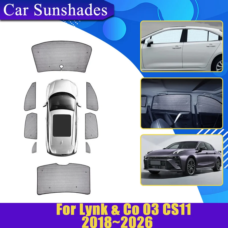 Car Full Coverage Sunshade For Lynk & Co 03 CS11 2018-2026 2020 Visor Mesh UV Protection Privacy Heat insulation Car Accessories
