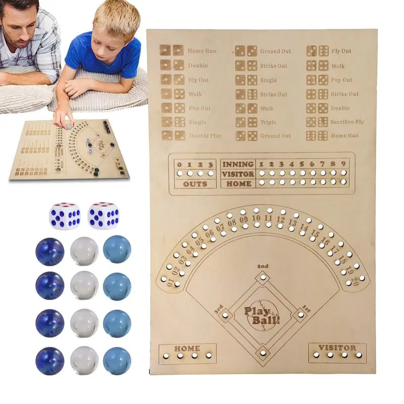 Baseball Würfel Brettspiel Indoor tragbare chilenische Spiele Eltern-Kind-Interaktion Holz spiel Geschenk box Set