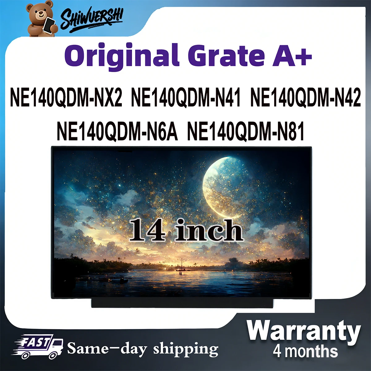 

Оригинальный новый A + 14-дюймовый тонкий ЖК-экран для ноутбука NE140QDM NX2 NE140QDM N41 NE140QDM N42 NE140QDM N6A NE140QDM N81