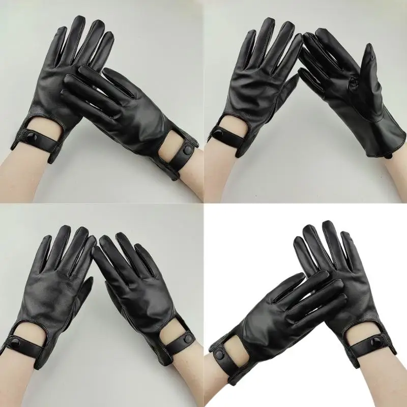

652F Full Finger PU Leather Gloves Punk Motorcycle Outdoor Nightclub Halloween