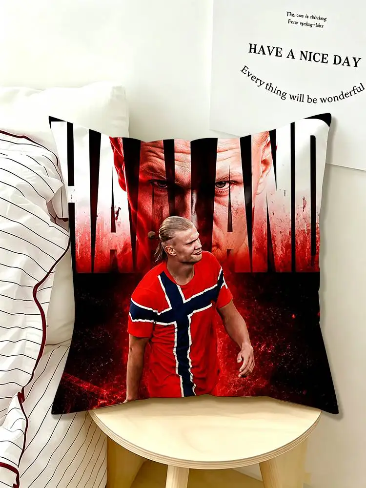 Football Star E-Erling H-Haaland  Pillow Case Pattern Printed Pillowcase For Living Room Sofa Cushion Cover