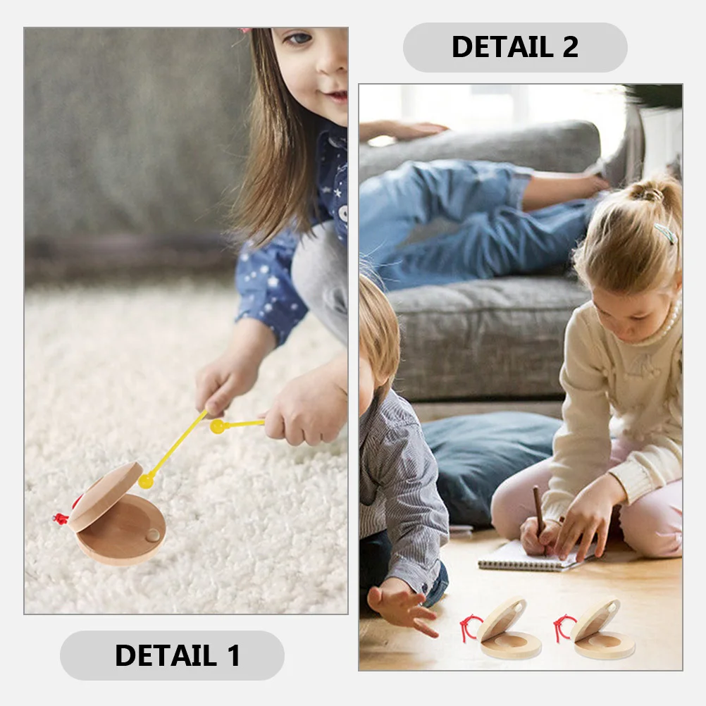 

6Pcs Wooden Castanets Finger Percussion Instruments for Kids Adults Small Music Tool Lightweight Portable Hand Coordination