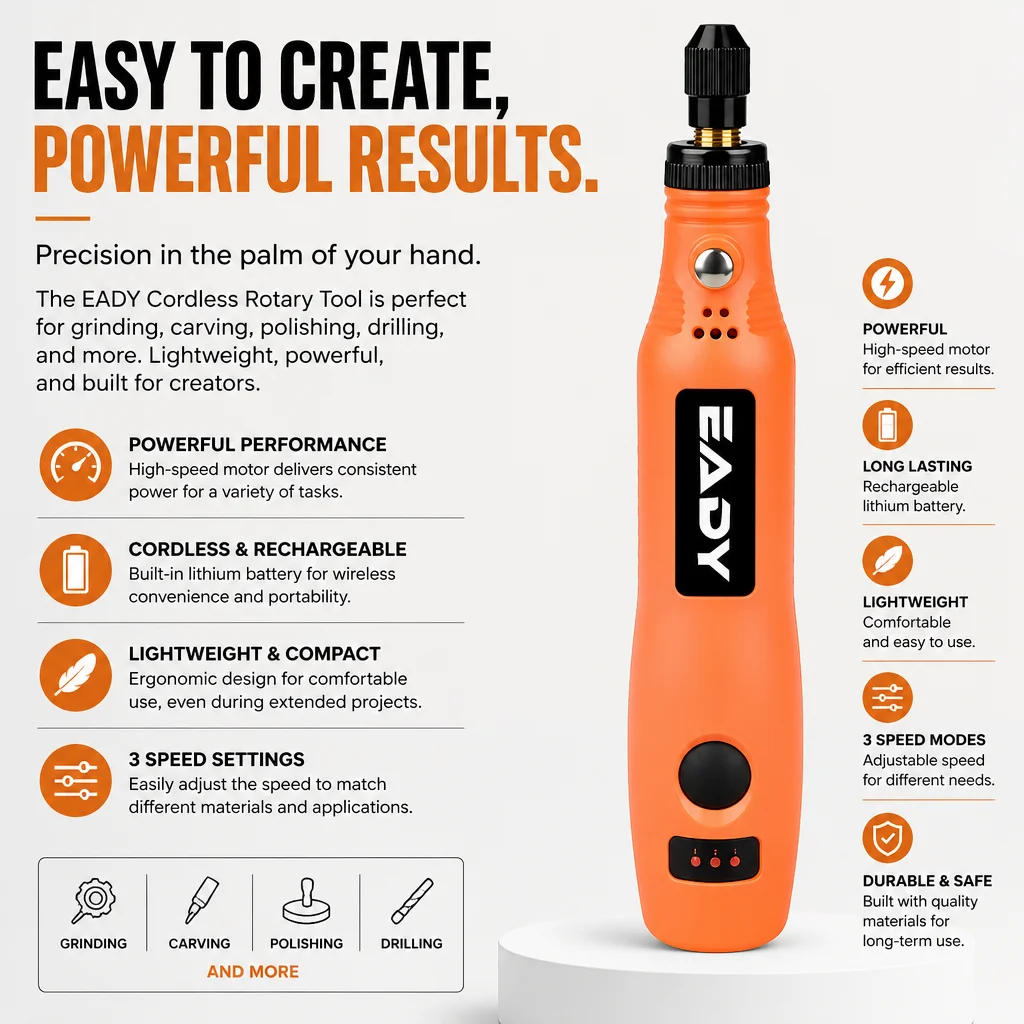 USB Cordless Rotary Tool Kit – Mini Electric Drill for Metal Polishing, Model Making, Acrylic Carving, Woodworking Engraving