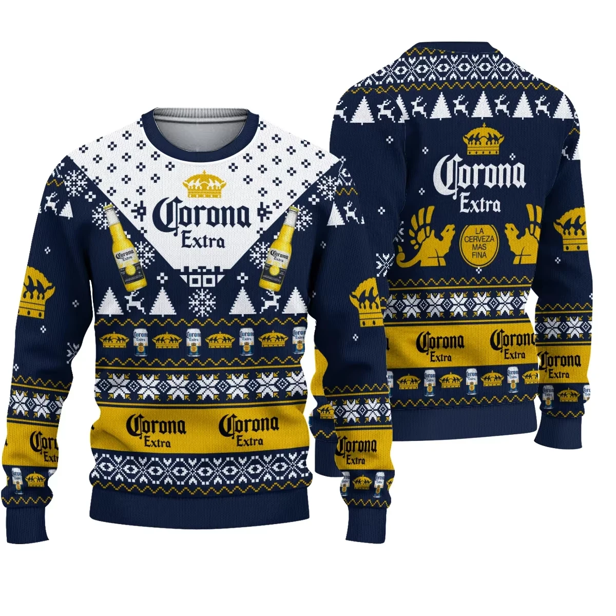 2025 Nieuwe CORONA EXTRA Kerstcadeau Lelijke Trui Hot Selling Vrolijk Kerstfeest Mode 3D Gedrukt Oversized O-hals Trui shir