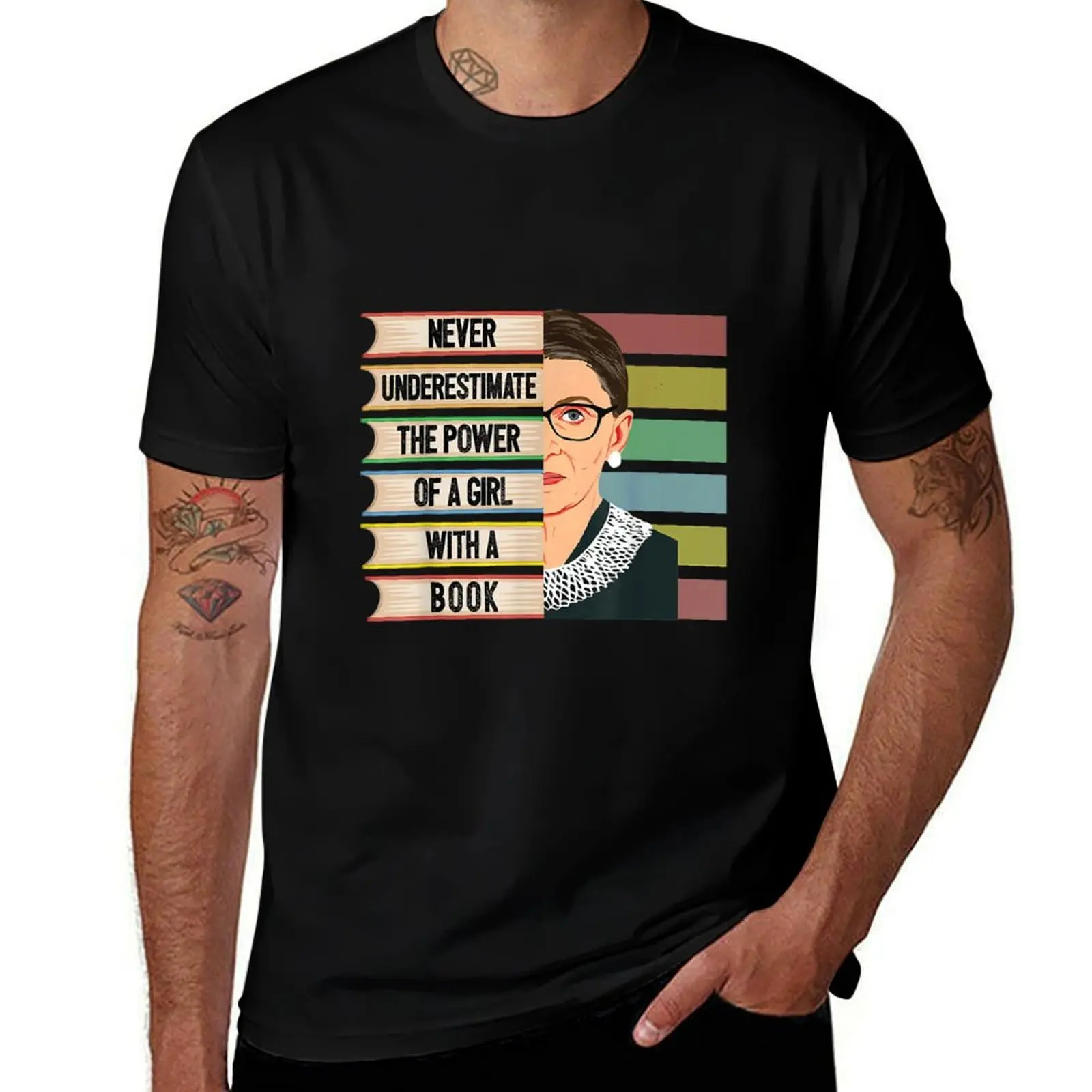 

Feminist Ruth Bader Ginsburg RBG Quote Girl With Book Women T-Shirt boys whites plus size men clothing