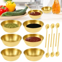 12Pcs/set Stainless Steel Golden Bowl Dishes Dipping Bowls Condiment Containers  Home Dipping Sauce Cups Kitchen Gadgets