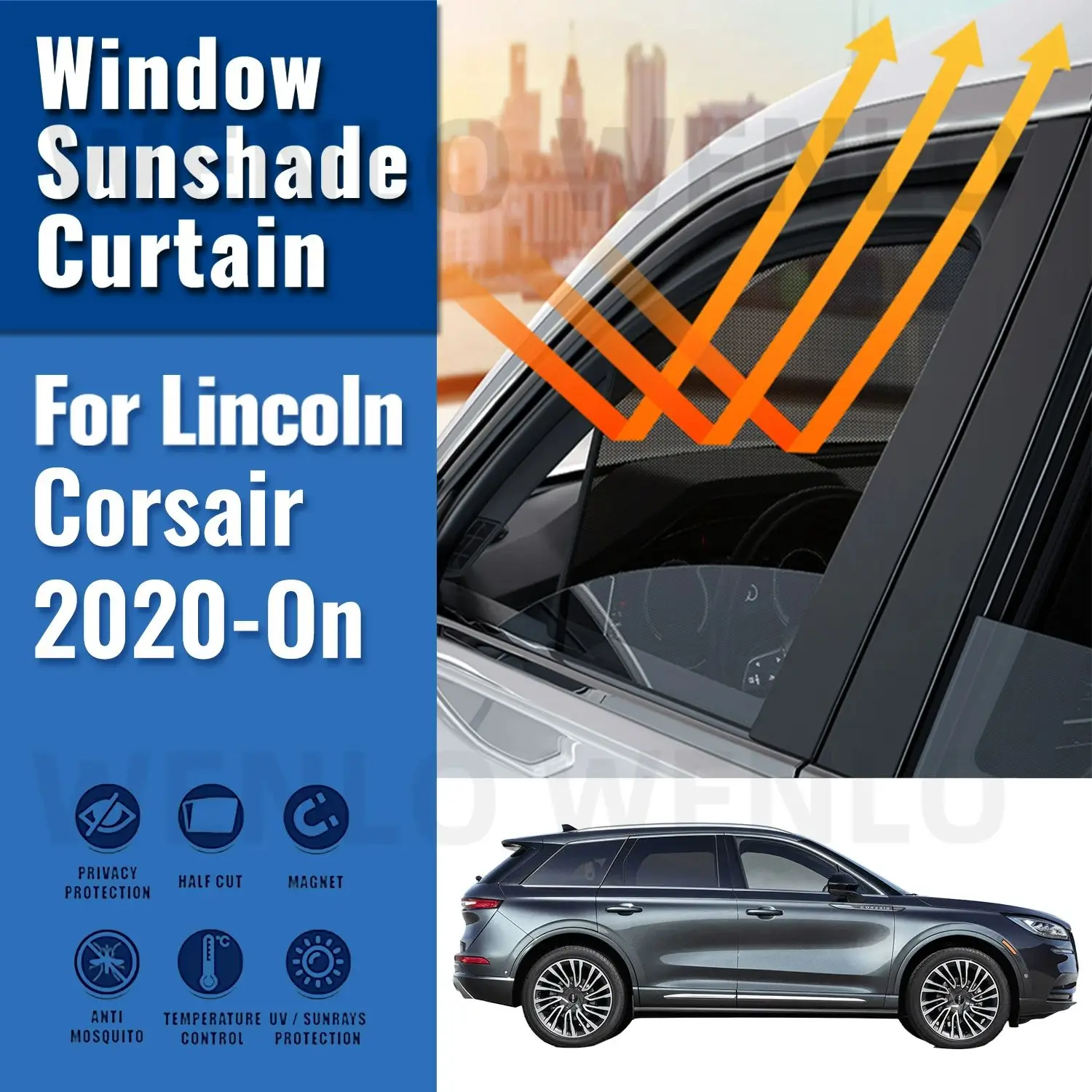 

For Lincoln Corsair 2020 2021 2022 2023 2024 Car Sunshade Shield Front Rear Windshield Curtain Side Baby Window Sun Shade Visor