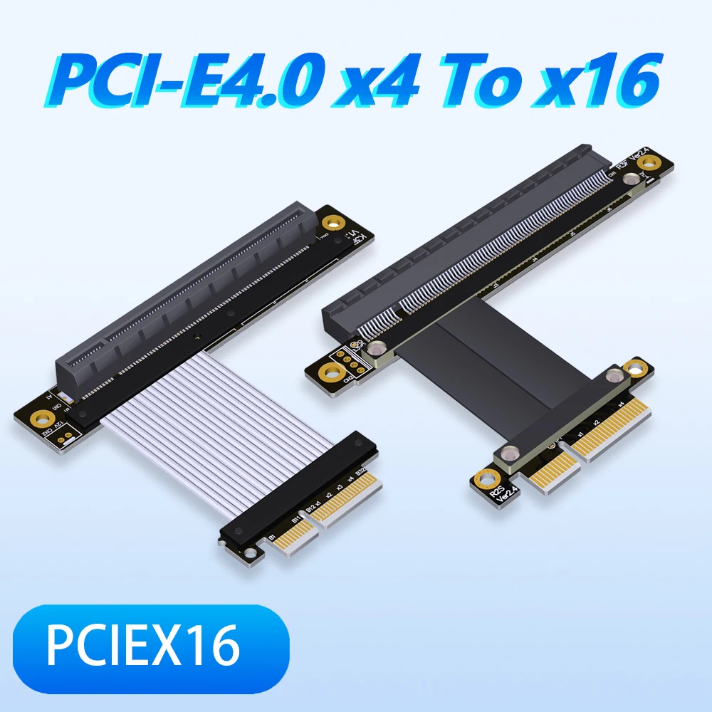 

PCI-E 4.0 X4 To X16 Graphics Card Extension Riser Cable GPU Express 4x To 16x Adapter Jumper R23SH K23SH Silver Black