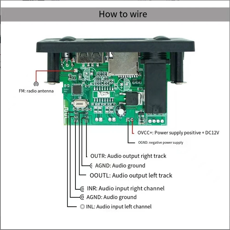 Car Audio Microphone USB TF FM Radio Mp3 Music Player Speaker DC 5V 12V Bluetooth 5.0 MP3 WMA WAV APE Decoder Board Hands-free