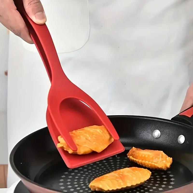 Pinzas abatibles de agarre de nailon 2 en 1, espátula de huevo, pinzas para carne, pinzas para tortitas, accesorios de cocina, herramientas de cocina