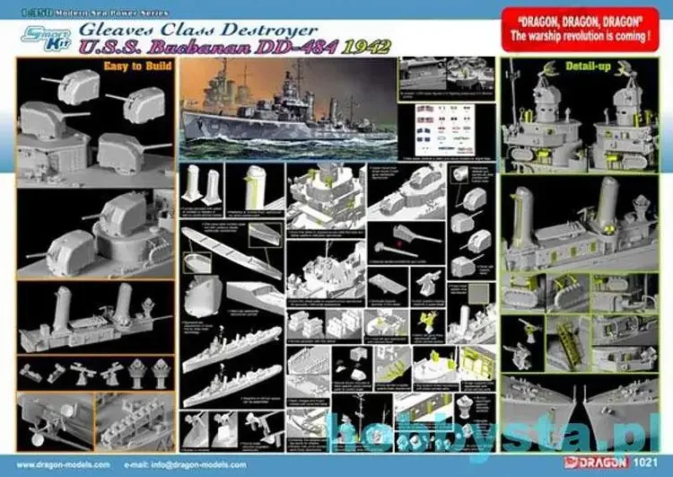 Dragon 1021 1/350 Scale USS Buchanan DD-484 1942 Smart kit ship model kit