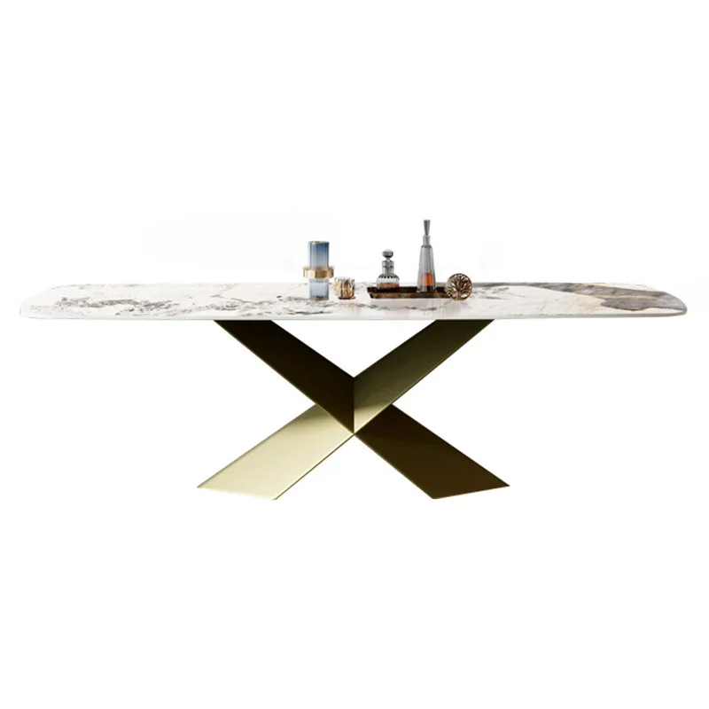 Plus rectangular rock slab dining table, household dining table, large long table, restaurant table