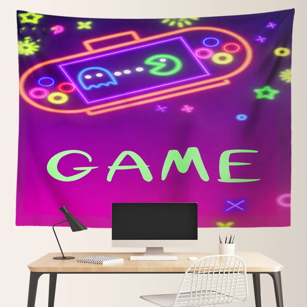 Gamepad Anime Tapestry Purple Wall Hanging Room Decor Hippie Abstract Wall Tapestry Bedroom Home Decorations Aesthetic Children