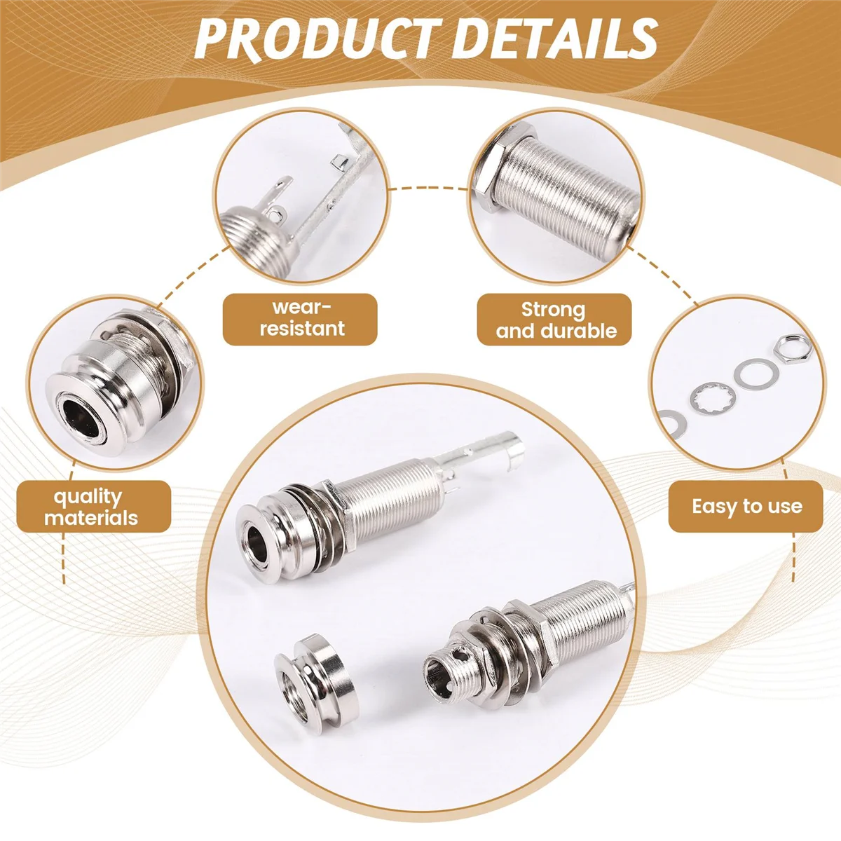 10 قطع الغيتار لاقط Endpin الناتج جاك النيكل حزام قفل الكروم الساخن