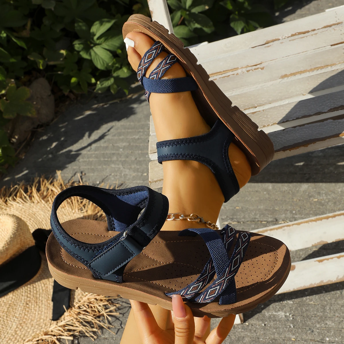 

Летние женские сандалии, легкая нескользящая уличная обувь, модная обувь с открытым носком, женские однотонные эластичные спортивные сандалии, женские