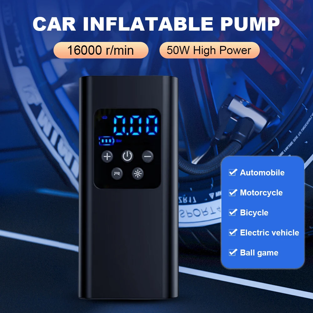 Car Air Pump LCD Digital Display Car Tire Inflatable Pump Digital Inflator Inflatable Pump for Motorcycle Bicycle Boat Car Tire
