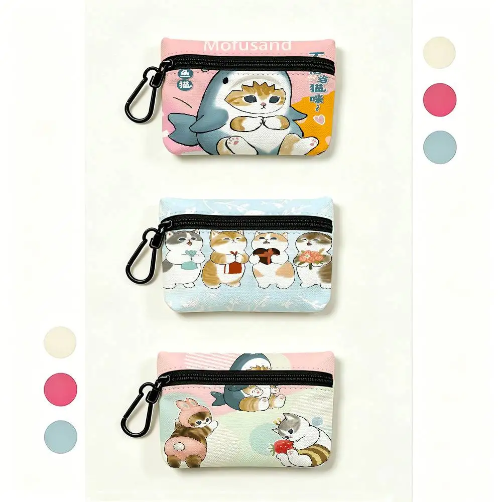 M-Mofusand Cute Daily Carry Oxford Fabric Small Coin Purse Multi-use Storage Pouch For Keys Cards Coins