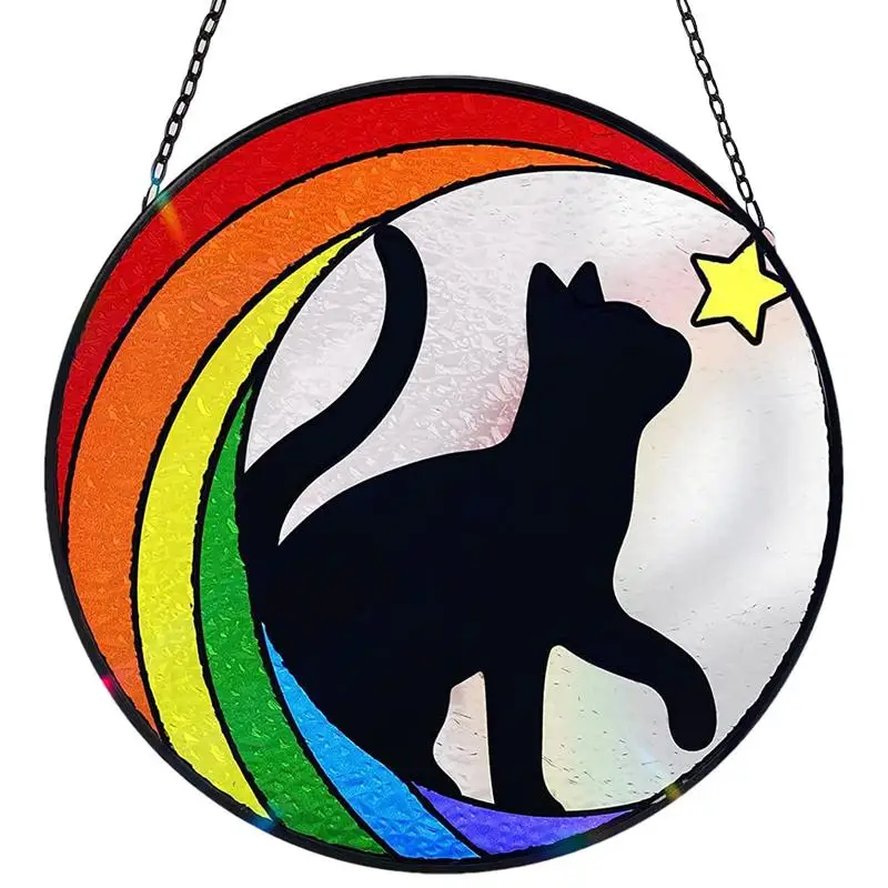 

Cat Memorial Suncatcher Angel Dog Cat Memorial Ornament Pet Themed Sympathy Bereavement Black Cat Window Hang Decor For Pet Lost