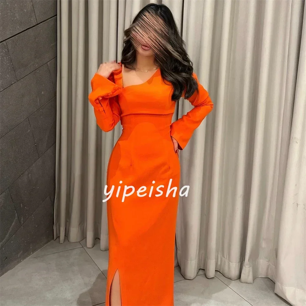 Abiti midi su misura con scollo a V e scollo a V da sera formale con bottoni in jersey personalizzati