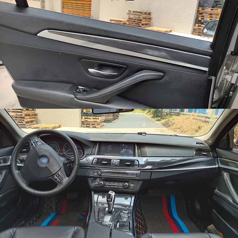 

Car-Styling Carbon Fiber Car Interior Center Console Color Change Molding Sticker Decals For BMW 5 Series F10 F11 2011-2017