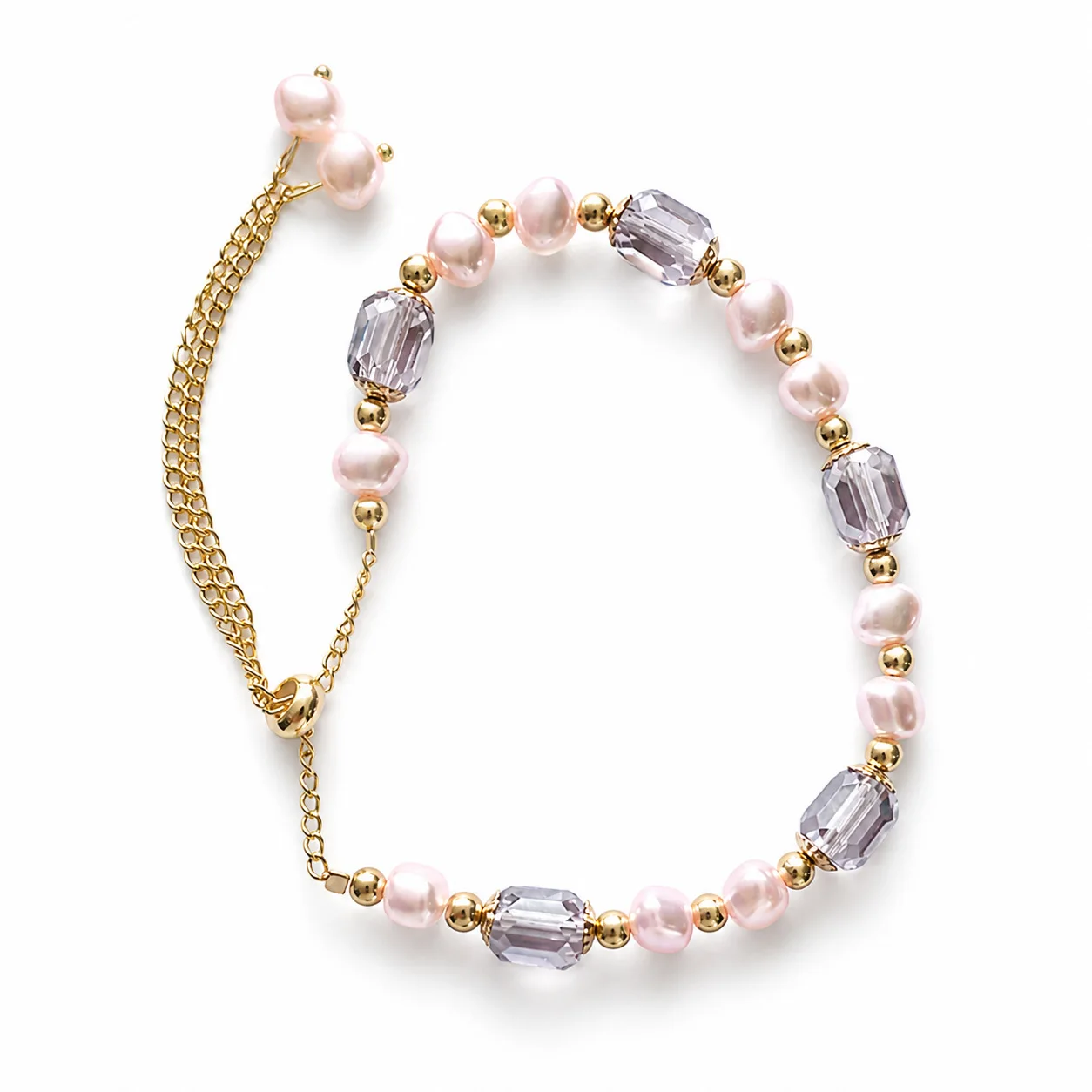 Elegant Baroque‑Style Purple Imitation Pearl Bracelet, Hand‑Strung Crystal Beaded Fashion Wrist Jewellery