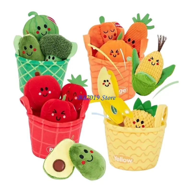 Q0KB Peluche per bambini con forme frutta e verdura in peluche per l'ordinamento del colore che migliora lo sviluppo Tessuto