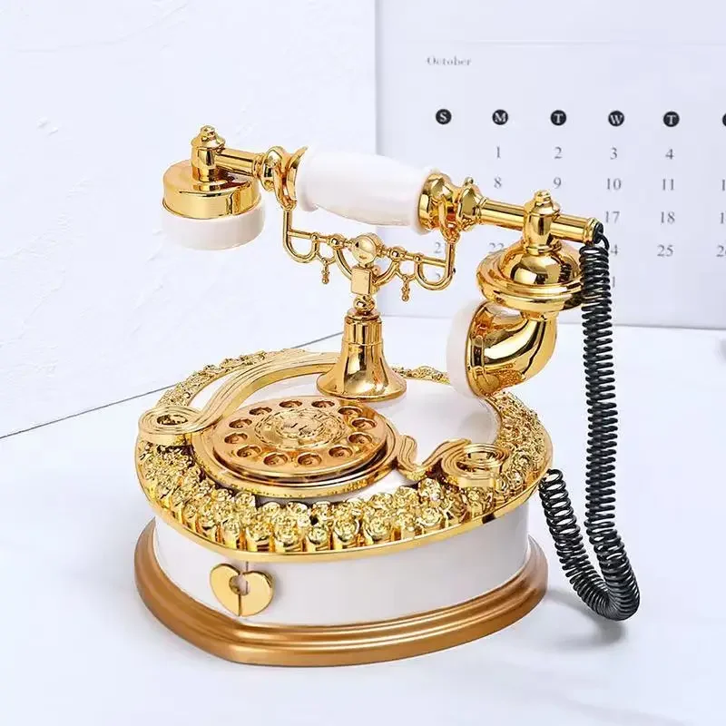 Light luxury classic style dial old-fashioned telephone music box home desk porch home decoration living room decoration