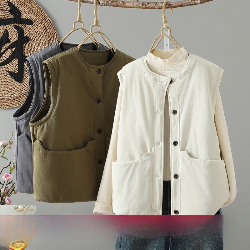 

Облегающий повседневный хлопковый жилет Jaet, легкая модная женская осенне-зимняя одежда в стиле ретро, корейское пальто большого размера