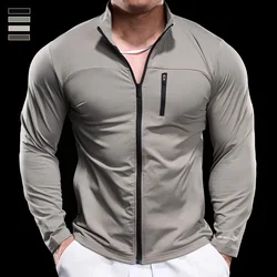 Autumn Winter Men Running Sports Gym Fitness Top Jacket Cycling Long-sleeved Tights Moisture-wicking Breathable Training Clothes