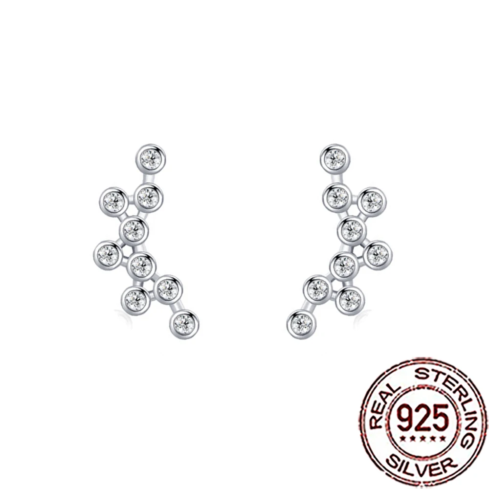 

CWWZircons 925 Sterling Silver Elegant Cubic Zircon Symmetry Design Stud Earrings for Women Engagement Party Fine Jewelry SE023