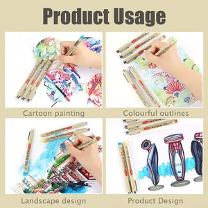 Arte Manga Contour Pen Pigment Lining Micron Pen Marker Flag Set Handle Fishing Pen For Sketch Soft Brush Stationery Articles Art Supplies 10 Main Sales Stationery Korean - №10