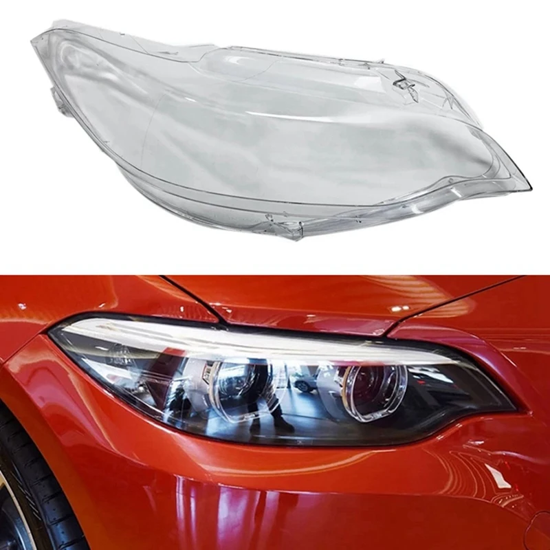 Car Front Headlight Glass Lens Caps For BMW F22 2 Series Coupe 2014-2020 Lampshade Transparent Shell