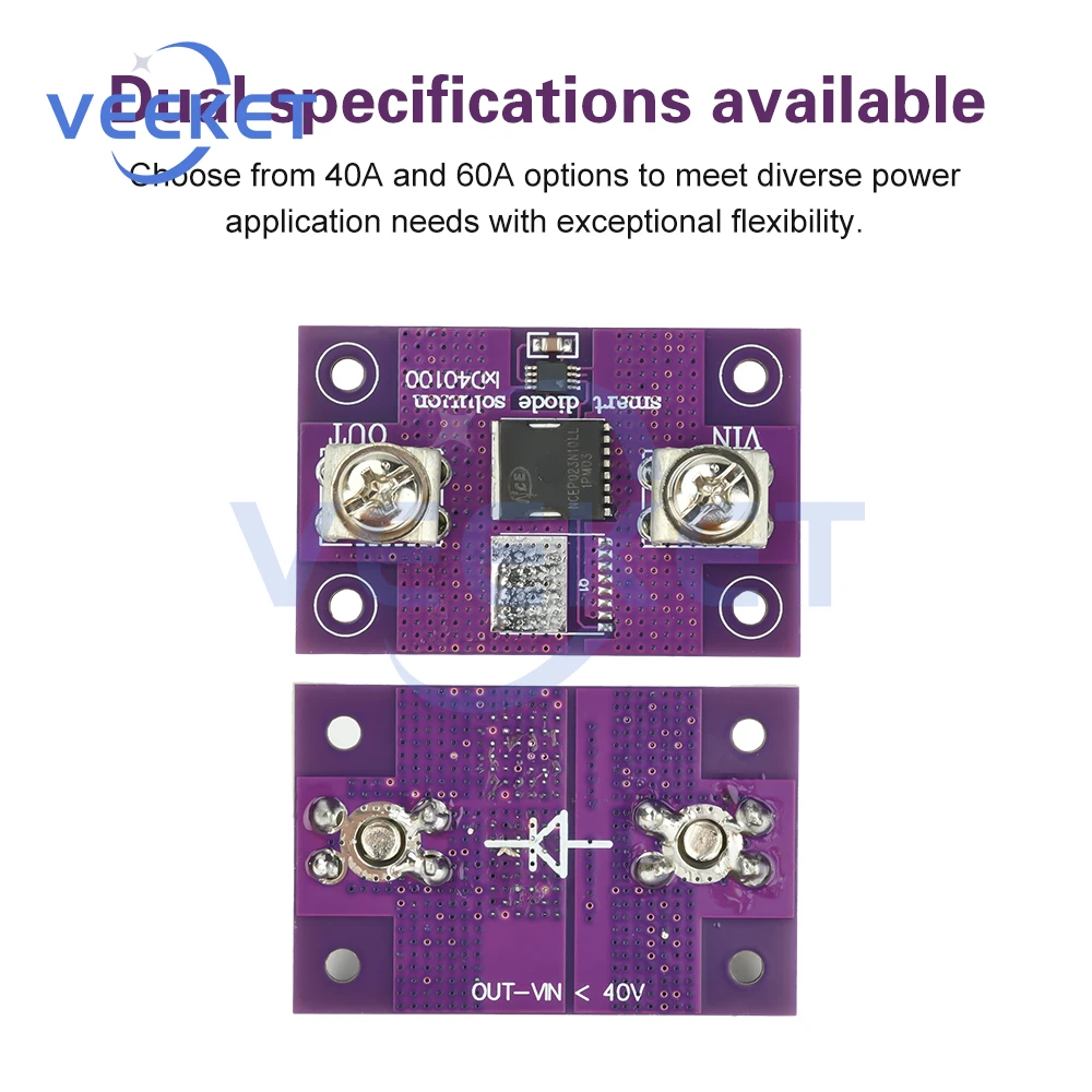 Module de diode idéal double puissance 40A 60A avec conception sans sol pour une protection contre l'inversion de polarité dans les systèmes de batterie et de panneaux solaires