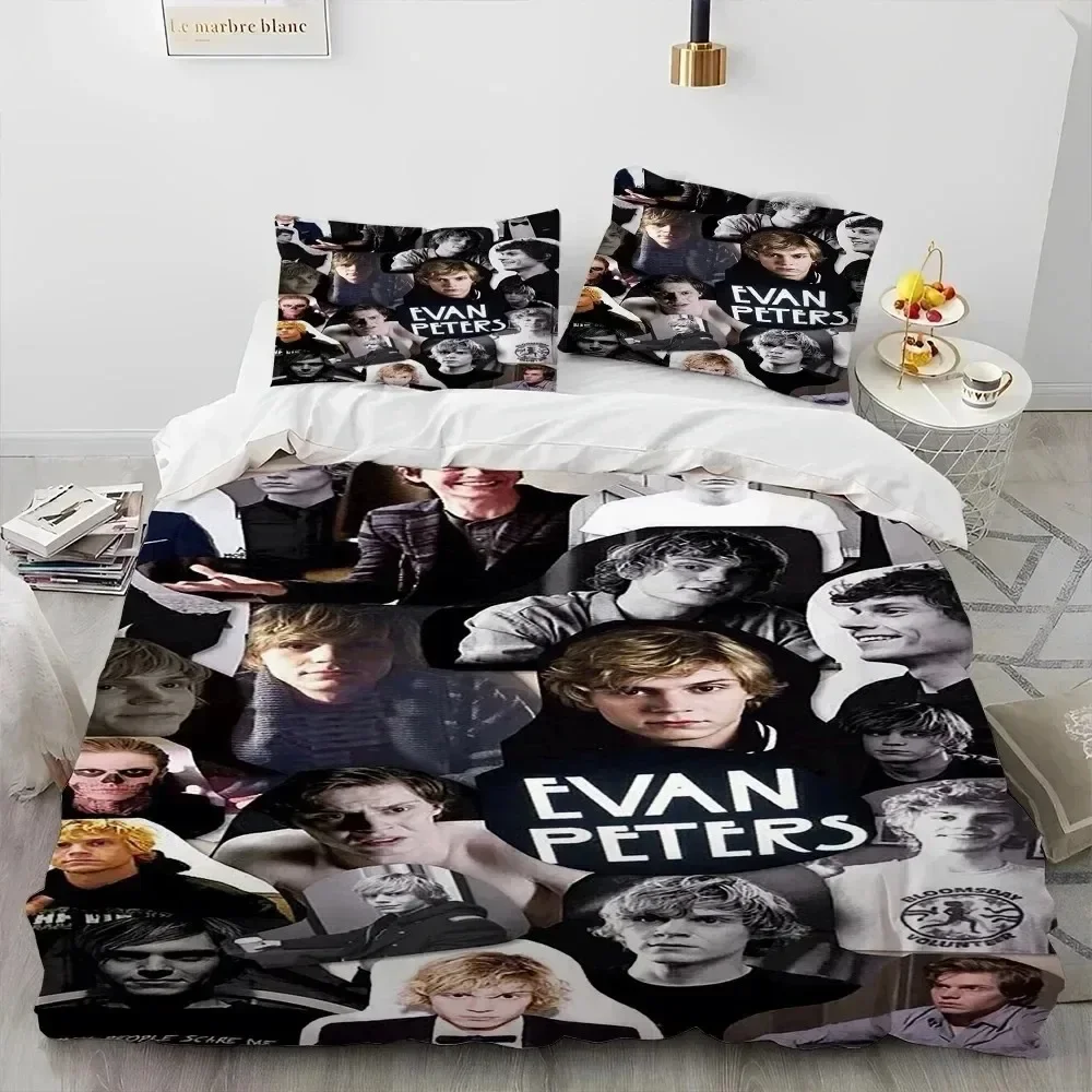 Cute Evan Peters Movie TV Actor Comfortable Duvet Quilt Cover Pillowcase Bedding Set Children Bedroom Decoration Home Textile