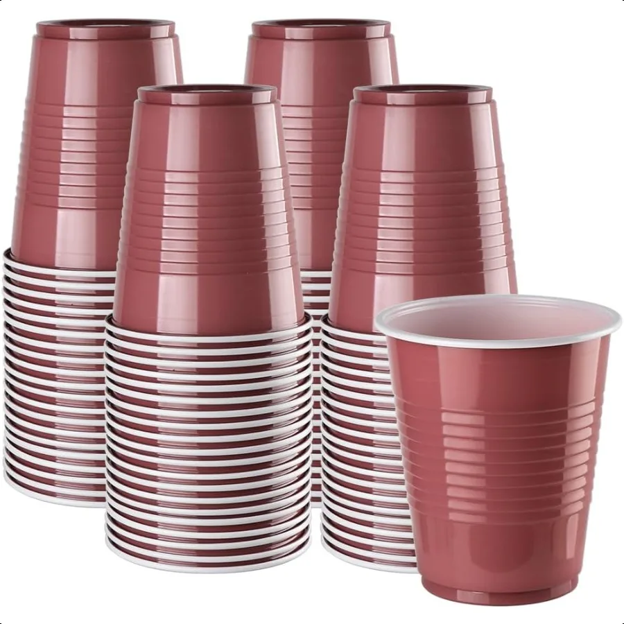 

Plastic Cups Mauve Cups 12 Ounce Plastic Party Cups Strong and Sturdy Cups for Party Wedding Christmas Halloween Party Cup 1