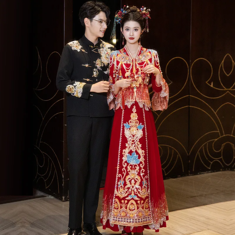 

Xiuhe Dress New Chinese Style Bridal Engagement Toast 2024 Red Outdoor Bride Outfit