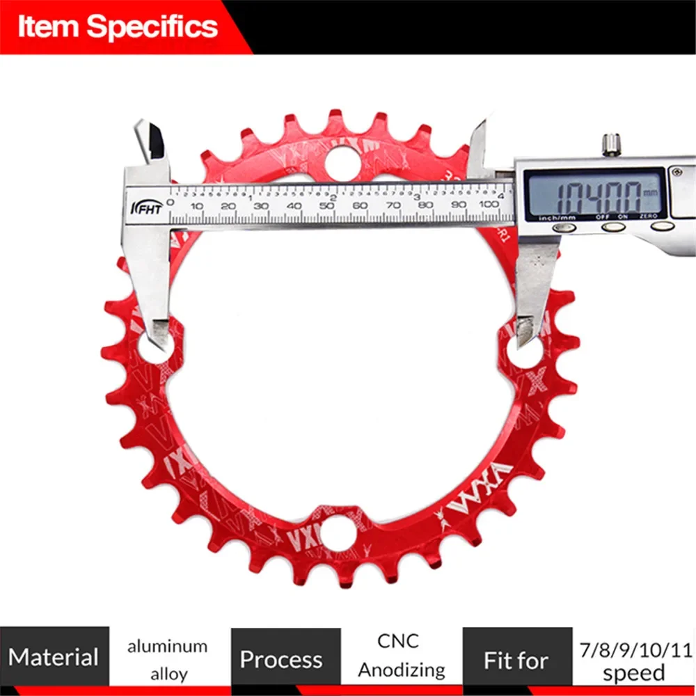 VXM-MTB Bicycle Round Sprocket, 104BCD, 32T, 34T, 36T, 38T, Star Ring, MTB, Ultra Light, Narrow Width, oval BIKE Accessories