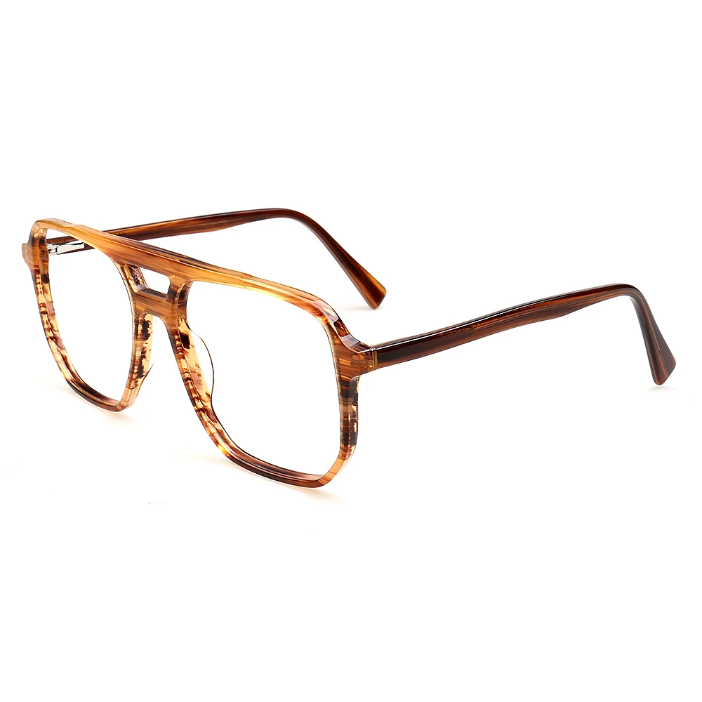 Acetate Eyeglasses Prescription Optical Frame Man Full Rim Spectacel Fashion Myopia Glasses With Spring Temple Double Bridge