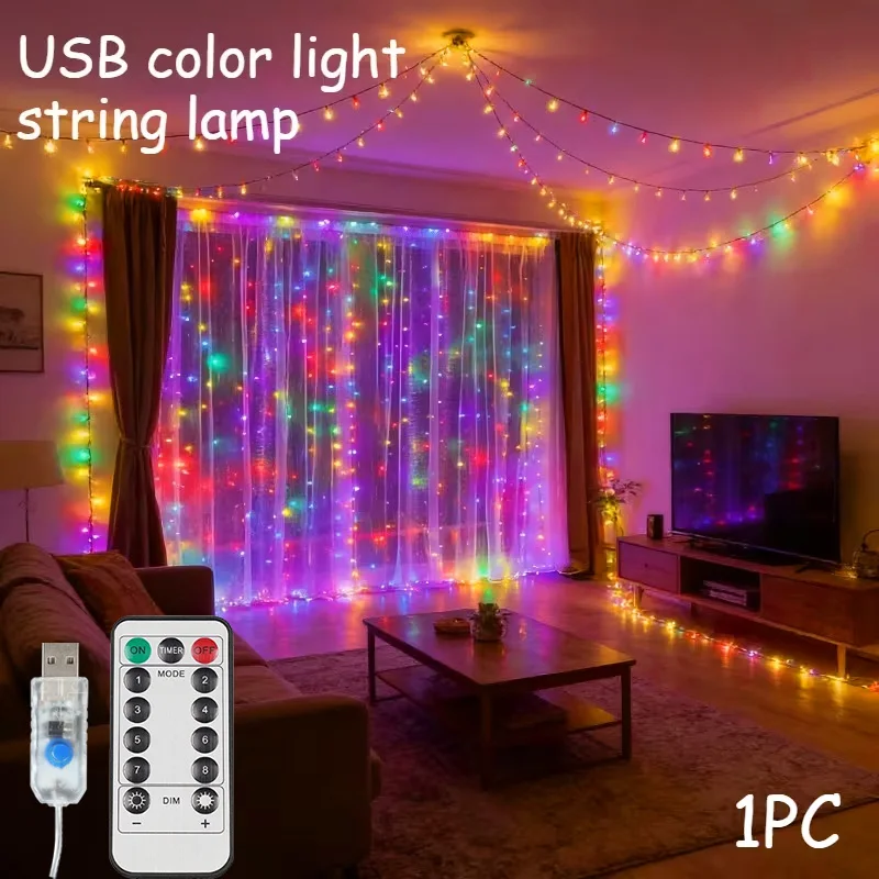 USB Fairy Curtain Lights 305/205/105 LED Waterproof String Lights 8 Modes With Remote Control for Christmas Halloween Weddings