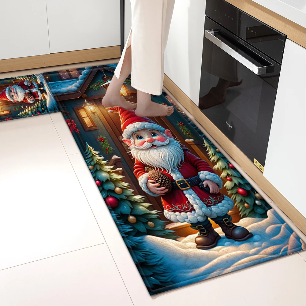 Christmas Kitchen Rug Home Entrance Doormat Living Room Bedroom Floor Decoration Carpet House Bath Hallway Door Balcony Foot Mat