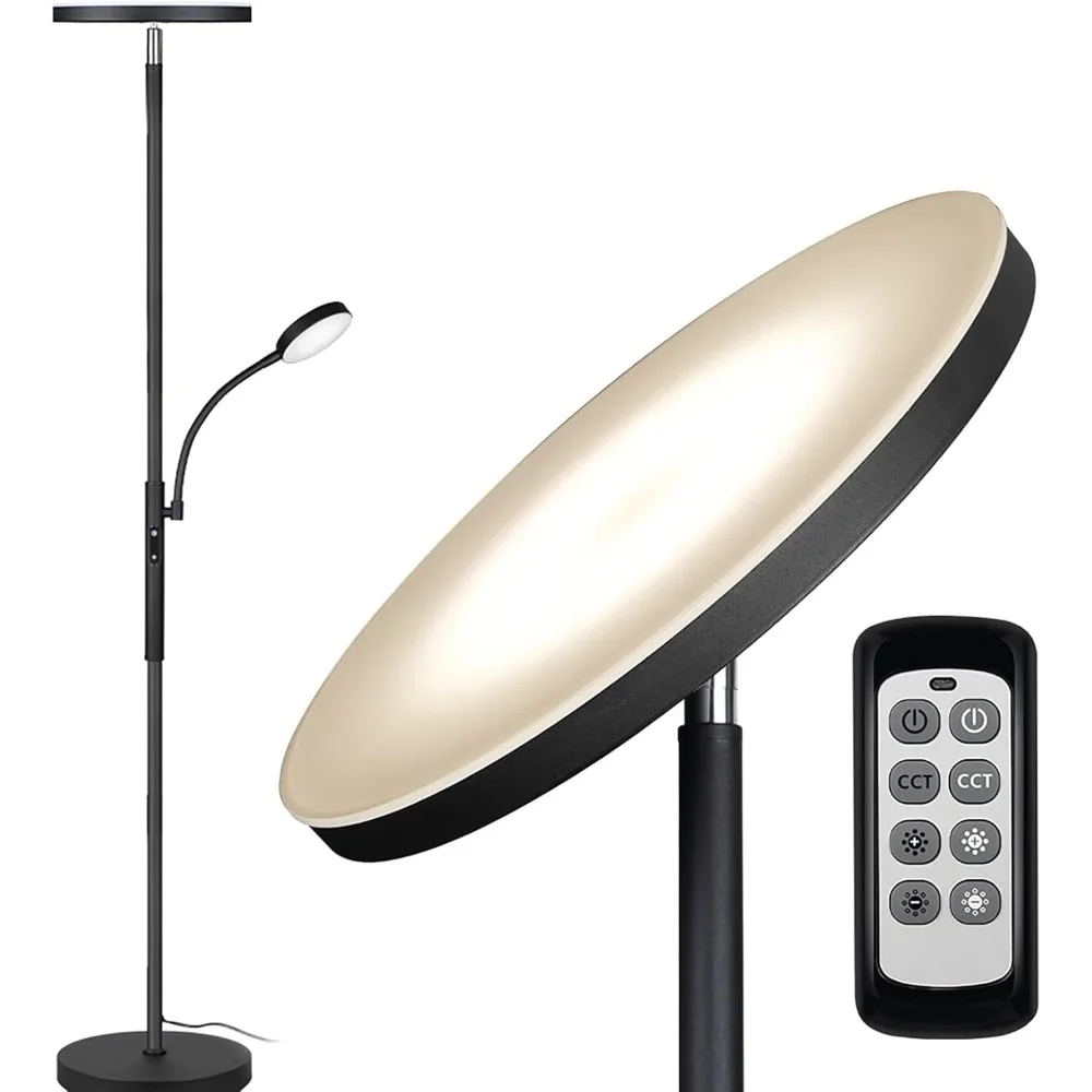 

Floor Lamp LED Floor Lamps Bright Lighting, 27W/2000LM Main Light and 7W/350LM Side Reading Lamp, Adjustable 3 Colors Tall Lamp